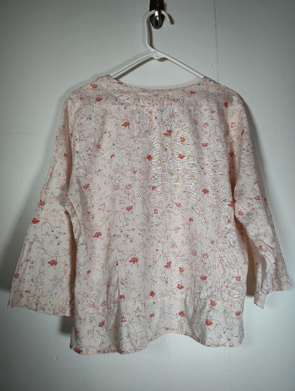 Flax 100% linen cropped button up peplum blouse top M - Picture 5 of 7